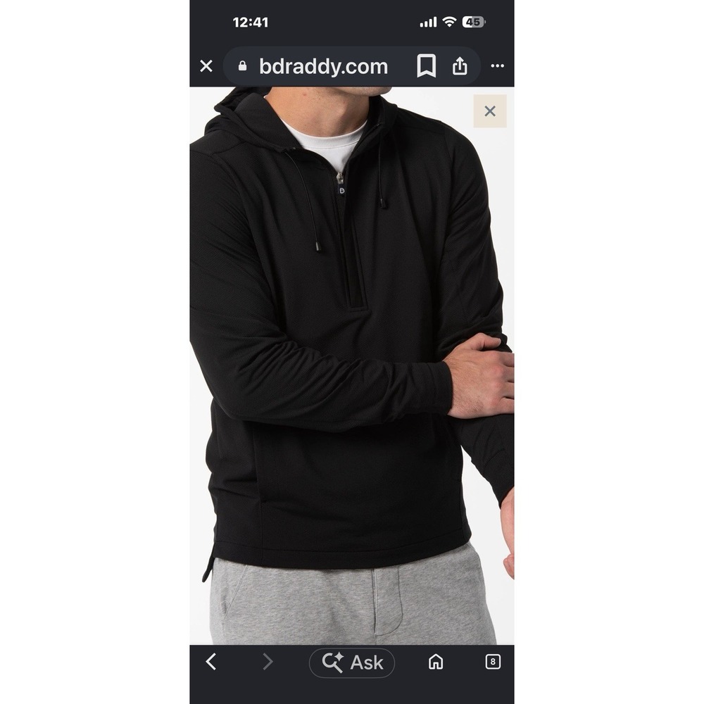 B Draddy Cool Sport 1/4 Zip Hoodie Size Medium Black Performance Golf